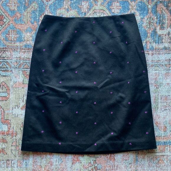 J. McLaughlin Dresses & Skirts - J. MCLAUGHLIN Wool Cashmere Blend Embroidered Dot Skirt - Black 8